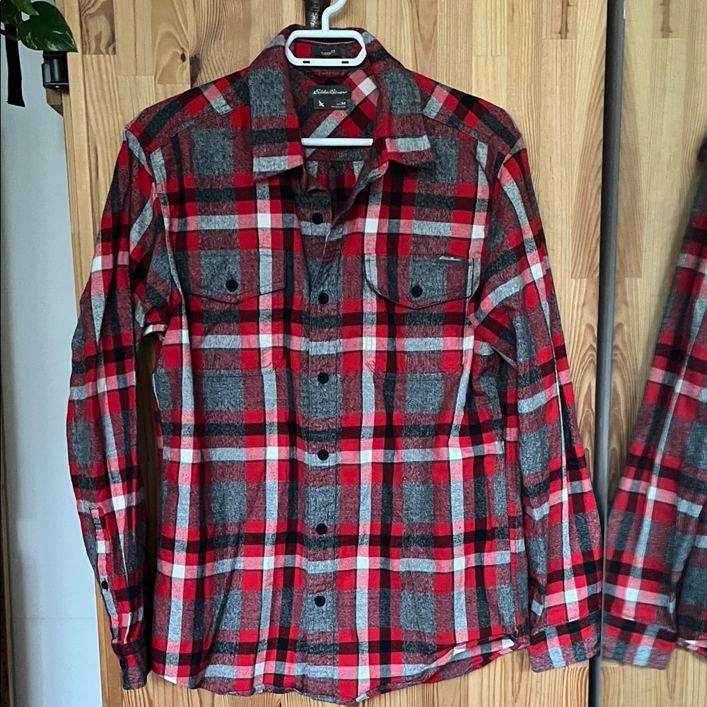 Eddie Bauer Plaid Button-Up Shirt (size M)